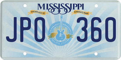 MS license plate JPO360