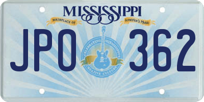 MS license plate JPO362