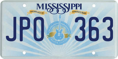 MS license plate JPO363