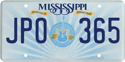 MS license plate JPO365