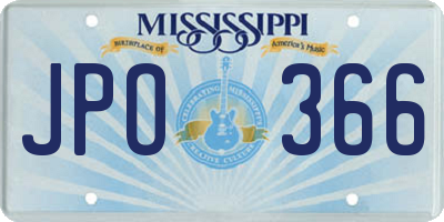 MS license plate JPO366