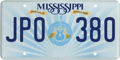 MS license plate JPO380