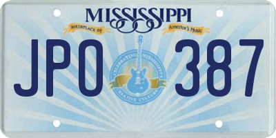 MS license plate JPO387