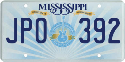 MS license plate JPO392