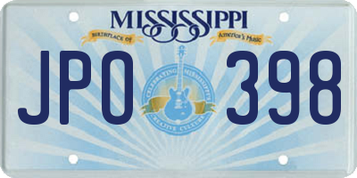 MS license plate JPO398