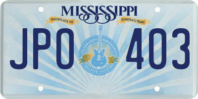 MS license plate JPO403