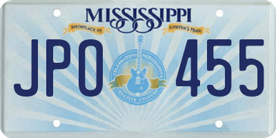 MS license plate JPO455