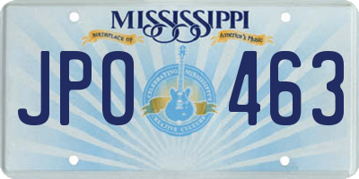 MS license plate JPO463