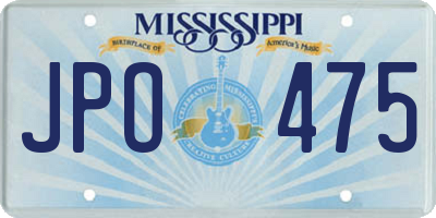 MS license plate JPO475