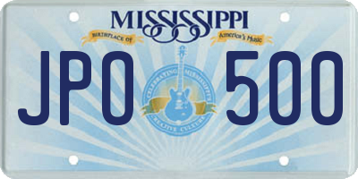 MS license plate JPO500