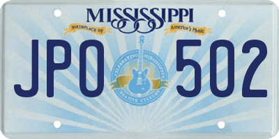 MS license plate JPO502