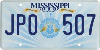 MS license plate JPO507