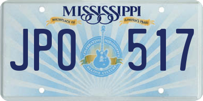 MS license plate JPO517