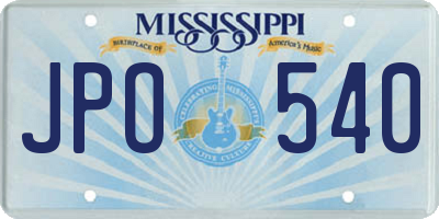 MS license plate JPO540