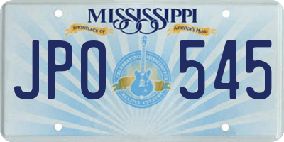 MS license plate JPO545