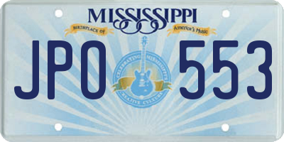 MS license plate JPO553