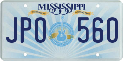 MS license plate JPO560