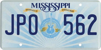 MS license plate JPO562