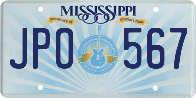 MS license plate JPO567