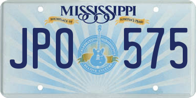 MS license plate JPO575