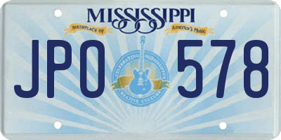 MS license plate JPO578