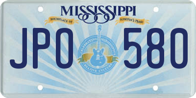 MS license plate JPO580