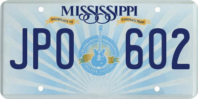 MS license plate JPO602