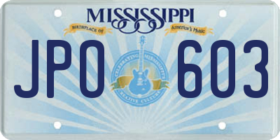 MS license plate JPO603