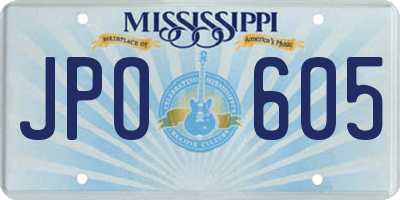 MS license plate JPO605