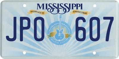 MS license plate JPO607