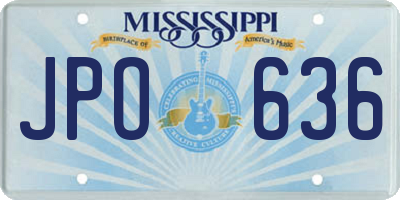 MS license plate JPO636