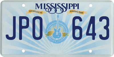MS license plate JPO643