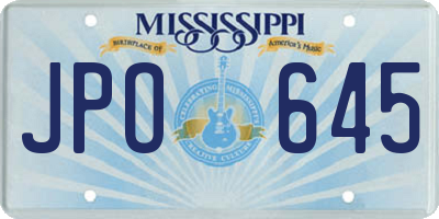 MS license plate JPO645