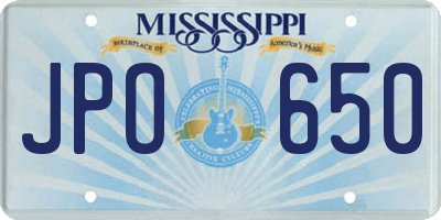 MS license plate JPO650