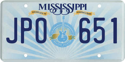 MS license plate JPO651