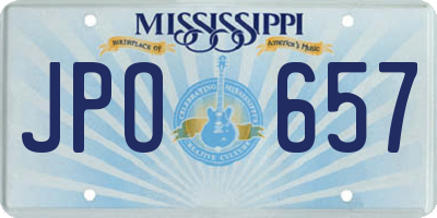 MS license plate JPO657