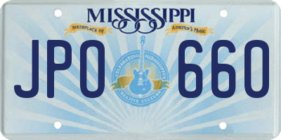 MS license plate JPO660