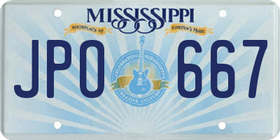 MS license plate JPO667