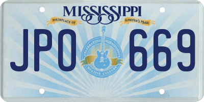 MS license plate JPO669