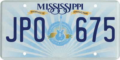 MS license plate JPO675