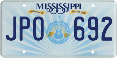 MS license plate JPO692