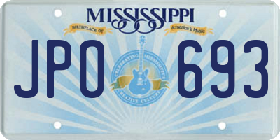 MS license plate JPO693