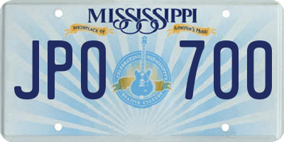 MS license plate JPO700