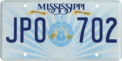 MS license plate JPO702