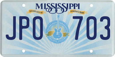MS license plate JPO703
