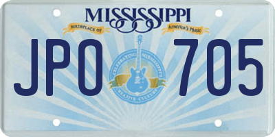 MS license plate JPO705