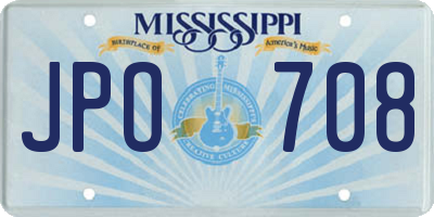 MS license plate JPO708