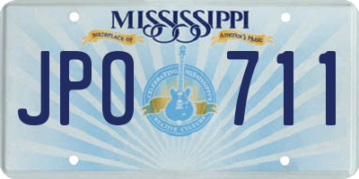 MS license plate JPO711