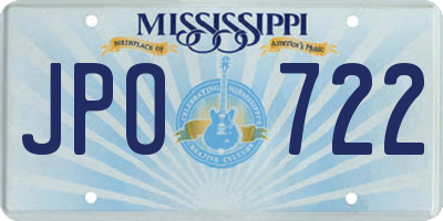 MS license plate JPO722