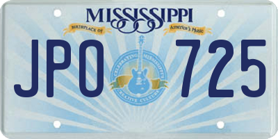 MS license plate JPO725